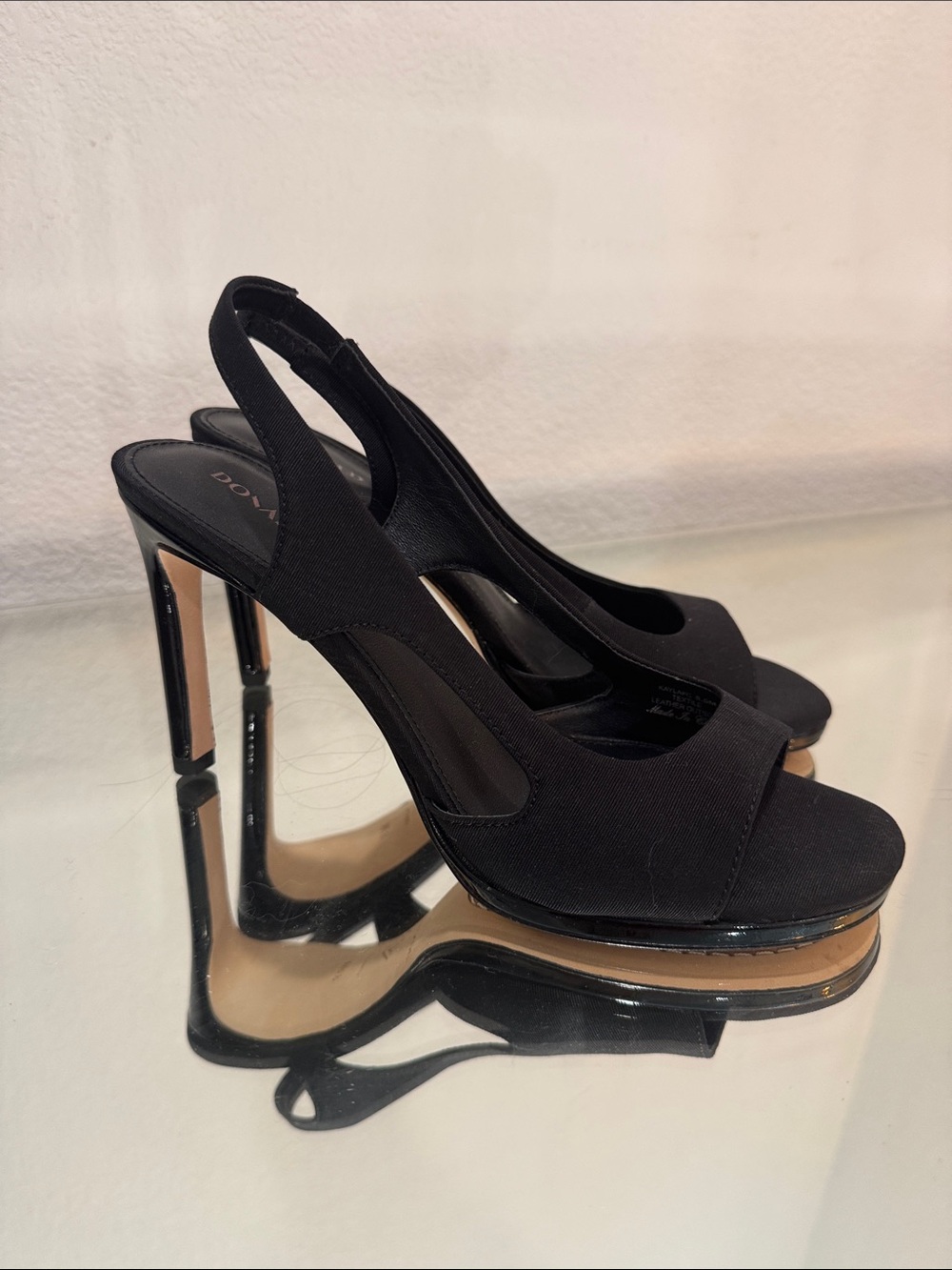 Donald J. Pliner Black Open-Toe Slingback Platform Heels